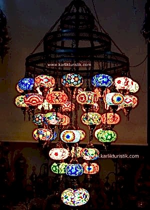 Turkish Mosaic Lamp with 43 Globes Mosaic Lighting Hanging Ceiling Lantern Lamp  I-S-C-5336