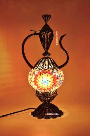 Mosaic Table Lamp Copper -TURKİSH HANDMADE LAMP-  EWER - F-T-204