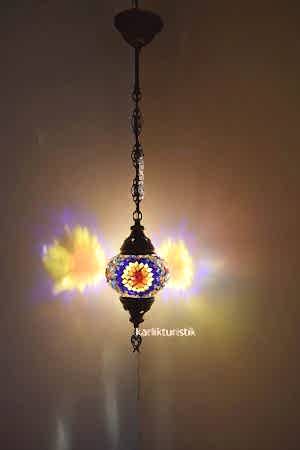 Mosaic Single Hanging Lamp,Mosaic Lamp,Small Size for Deco, Tiffany Lamp, Mosaic Pattern,Turkish Lamp Pendant ,Decorative Lamp,HandmadeLamp I-S-H 5200