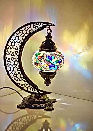 Ottoman Mosaic Metal Crescent Shape Mosaic Table Lamp Lampshade – I-S-T-5021