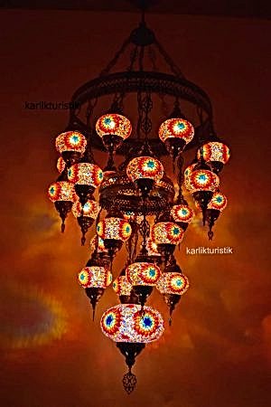 Turkish Mosaic Lamp Ottoman Style 25 Globe Chandeliers  I-S-C-5327