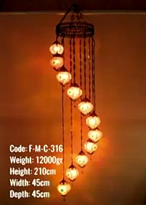 11 Li Helezon Mozaik Bakır Telkari Avize FMC 316