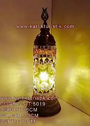 Mozaik Silindir Masa Lambası Metal