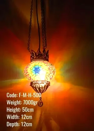 Mozaik Tekli Sarkıt Lamba Bakır Telkari FMH 500