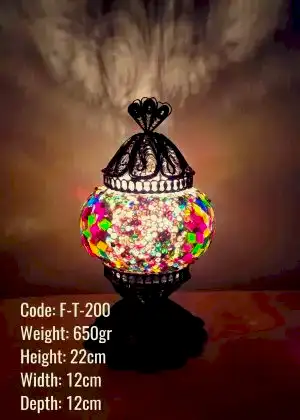 Bakır Telkari Mozaik Masa Üstü Lamba Klasik