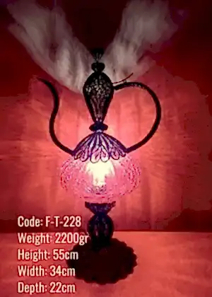 Otantik İbrik Masa Lambası Bakır Telkari