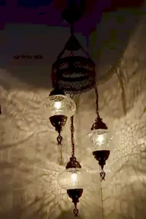 Osmanlı Lamba Avize 3 lü Sarkıt Dekoratif Aydınlatma Tavan Lambası Şefaf Otantik I-S-C-5301