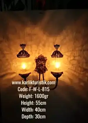 Bakır Telkari Duvar Lambası Otantik Çift Aplik Yukarı Yönlü