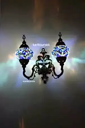 Mozaik Aplik ,İkili Yukarı Yönlü Dekoratif Duvar  Lambası,Otantik Lamba,Mozaik Lamba I-S-W-5415