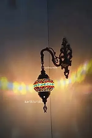 Mozaik Aplik ,Tekli Aşağı Yönlü Dekoratif Duvar  Lambası,Otantik Lamba,Mozaik Lamba I-S-W-5400