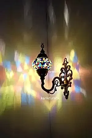 Mozaik Aplik ,Yukarı Yönlü Dekoratif Duvar  Lambası,Otantik Lamba,Mozaik Lamba  I-S-W 5406
