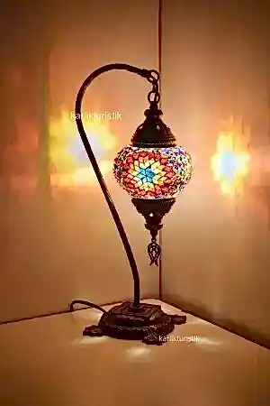 Mozaik Lamba Abajur ,Mozaik Masa Lambası Osmanlı Türk Mozaik Kuğuboynu Lamba I-S-T-5007