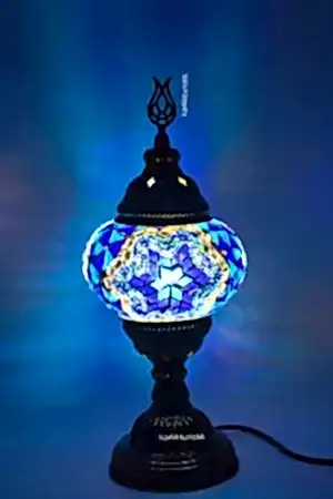 Mozaik Lamba ,Mozaik Masa Üstü Lamba Orta Boy Metal Sıvama no2 I-S-T-5001