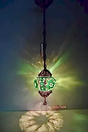 Mozaik Askılı Lamba Bakır Telkari No2  F-M-H-501