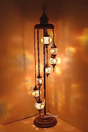 Lambader Çoklu Elişi Sarkıt Camlı, Mozaik Ayaklı Lambader, Dekoratif Köşe Lambası I-S-F-5506