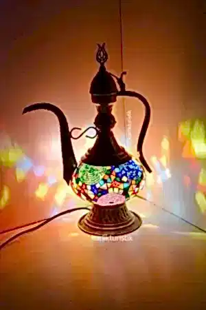Mozaik Masa Lambası Dekoratifdövme Ibrik Abajur Otantik Masaüstü Aydınlatma no3