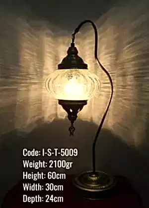 Üfleme Orta Ufo Cam Metal Sıvama Osmanlı Deve Boynu Olta Abajur- I-S-T-5009