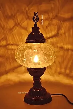 Osmanlı Lamba ,mozaik Masa Üstü Lamba Metal Sıvama I-S-T-5003
