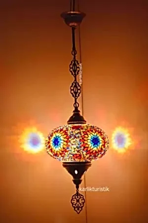 Mozaik Lamba,tekli Sarkıt  Aydınlatma No5 Mozaik Cam Metal Sıvama Askılı Lamba - I-S-H-5207