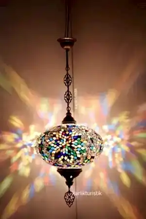 No6 Mozaik Cam Metal Sıvama Askılı Lamba - I-S-H-5212