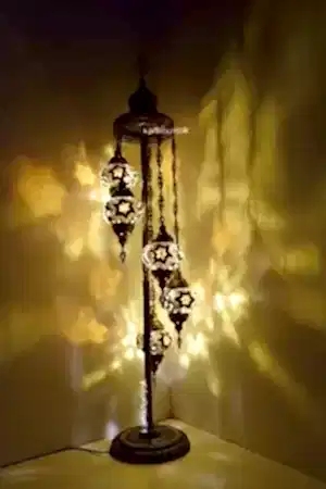 Mozaik Lambader,Otantik Lamba,Dekoratif Köşe Lambası 5 Lİ Mozaik Gece Lambası I-S-F-5503