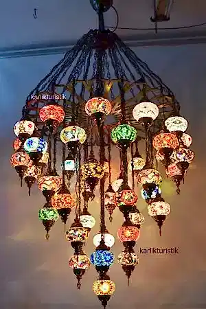 Büyük Avize,Türk Mozaik Tavan Lambası Avize,Lazer Kasnak 43 lü