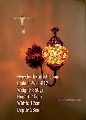 Bakır Telkari Duvar Lambası Mozaik Tek Aplik Yukarı Yönlü NO2