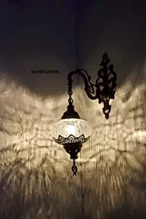 Osmanlı çatlama desen şefaf camlı sıvama tekli duvar apliği aşşağı yönlü ı-S-W 5402 Lazerli