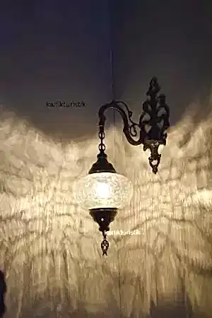 Osmanlı Çatlama Desen Şefaf Camlı Sıvama Tekli Duvar Apliği Aşşağı Yönlü I-S-W 5402