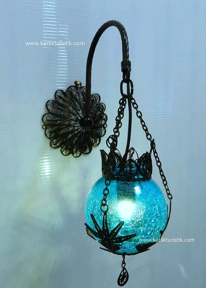 Osmanlı Duvar Lambası minik top Camlı Telkari APLİK Otantik41