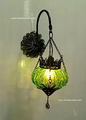 Otantik  Duvar Lambası Minik UFO Camlı Telkari Lamba