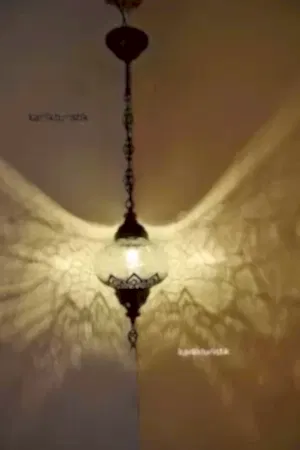 Osmanlı Tekli Sarkıt Şefaf  Lamba  Çatak Desen Otantik Metal No3 I-S-H-5201-lazerli