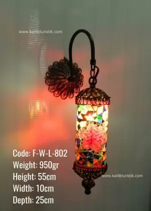 Bakır Telkari Duvar Lambası Mozaik Tek Aplik Silindir