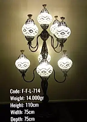 Mozaik şamdan El Yapım Mozaik Telkari 9 lu Şamdan Lambader Eski tarz dokuz ışıklı  - F-F-L-714