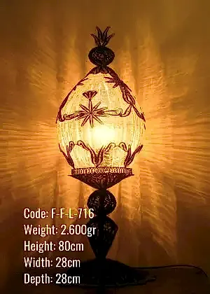 Osmanlı Tekli Köşe Aydınlatması Telkari Kavun Lambader - F-F-L-716