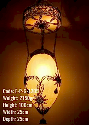 Plafonyer Plexi Glass Osmanlı Telkari Kavun Cam Avize - F-P-G-1205