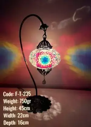 Telkari Mozaik No3 Mozaik Deveboynu Olta Sade Masa Lambası - F-T-235