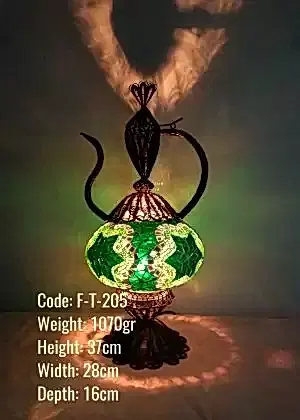 Mozaik Masa Lambasi Bakır El Emeği Telkari  İbrik no3- F-T-205