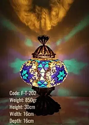 Mozaik Masa Lambası Telkari Bakır No:3 Boy - F-T-202