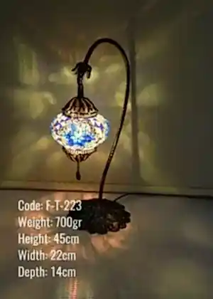 Mozaik Deveboynu no2 Telkari Sade Olta Masa Lambası - F-T-223