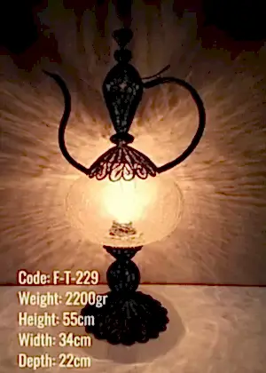 Orta Ufo Şefaf Çatlatılmış Cam Bakır El Emeği Telkari İbrik - F-T-229