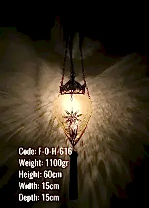 Osmanlı Askılı Bakır Telkari Mermi Cam Lamba - F-O-H-616