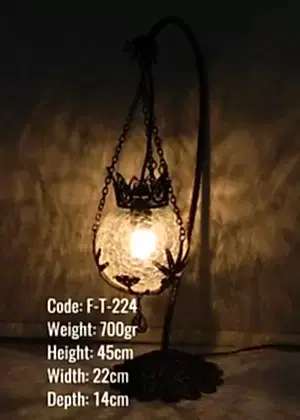 Osmanlı Deveboynu Masa Lambası Miniktop Cam Telkari Olta - F-T-224
