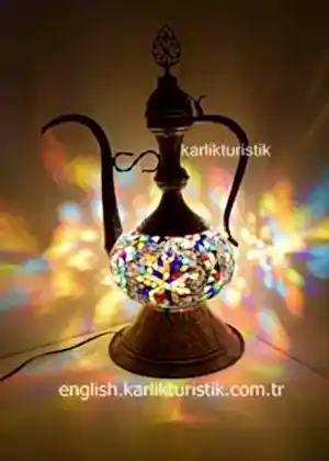 Mozaik Masa Lambası BÜYÜK NO5 CAM Dekoratif Dövme İBRİK Şekli Abajur Hediye Için Otantik Masaüstü Aydınlatma