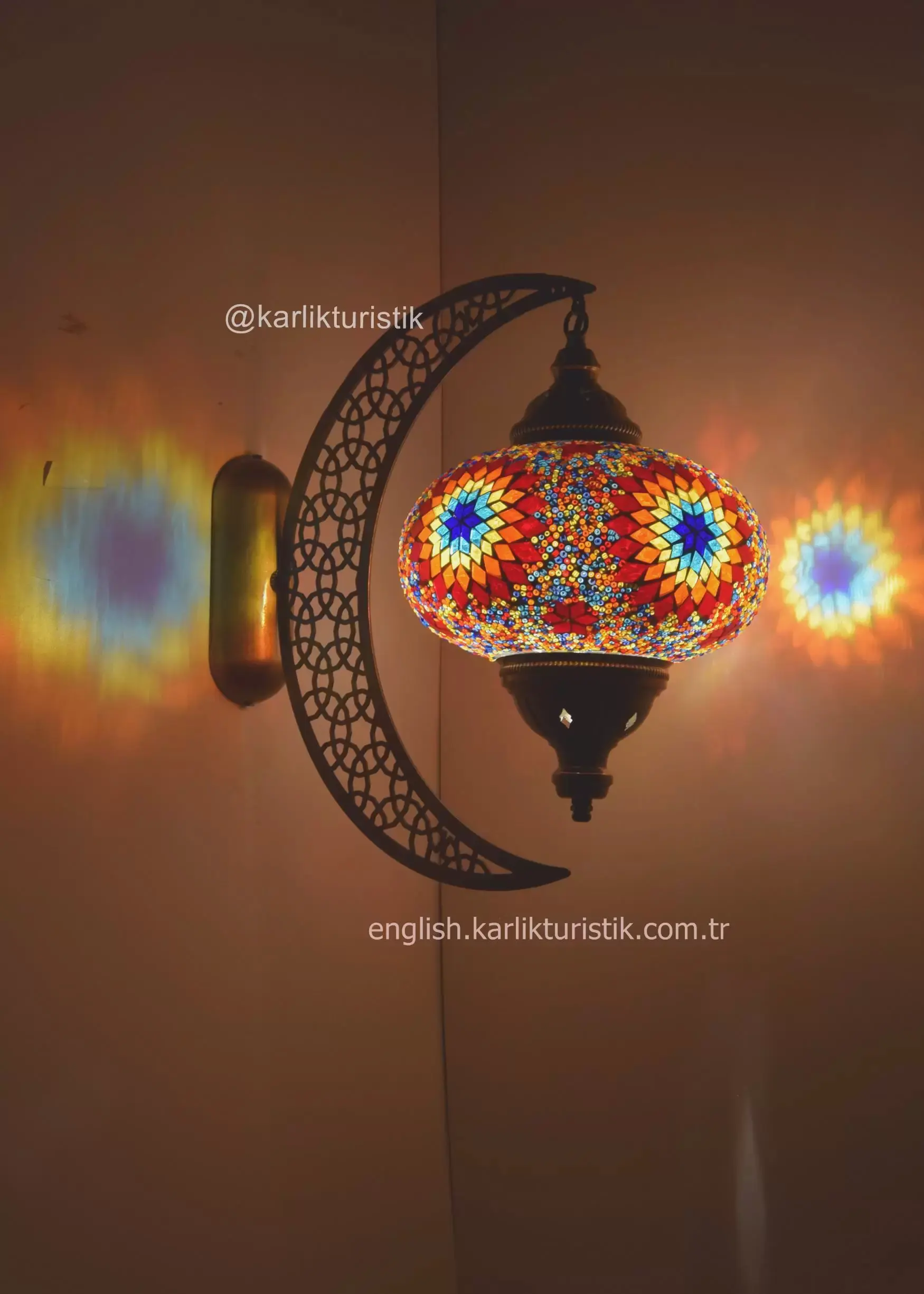 mozaik aplik hilal büyük duvar lambası30