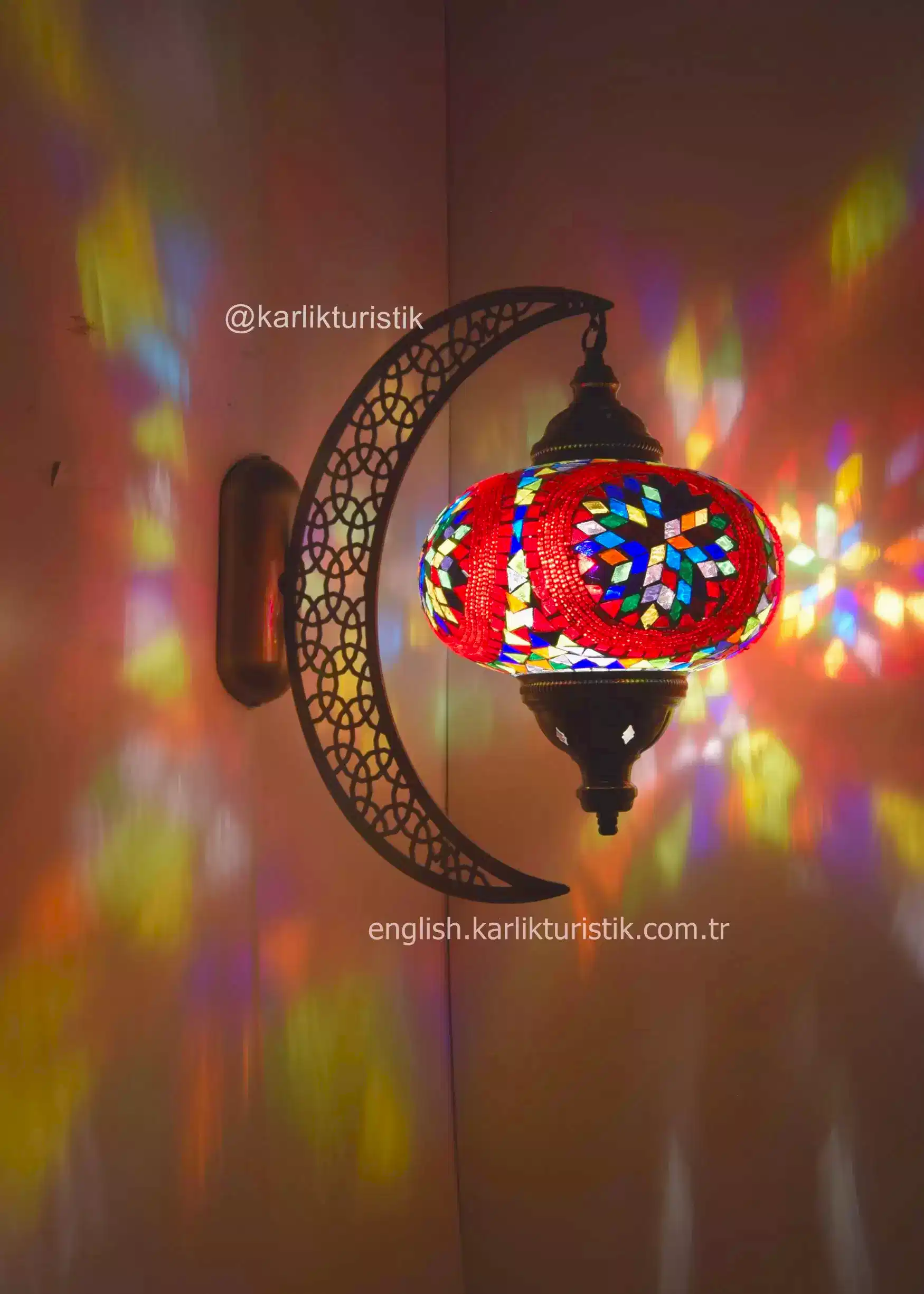 mozaik aplik hilal büyük duvar lambası70