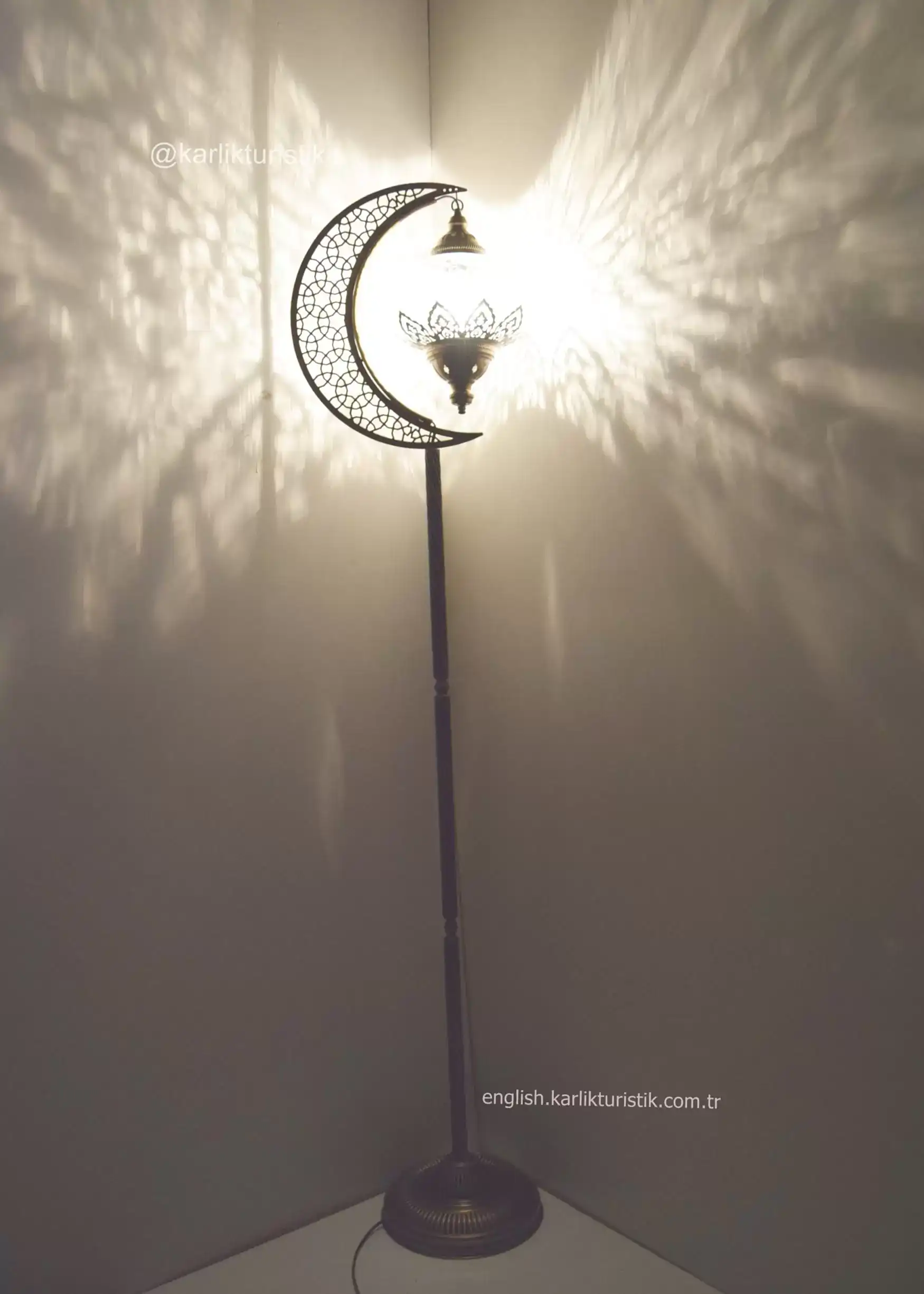 mozaik lambader tekli hilal büyük boy köşe lambası alem10