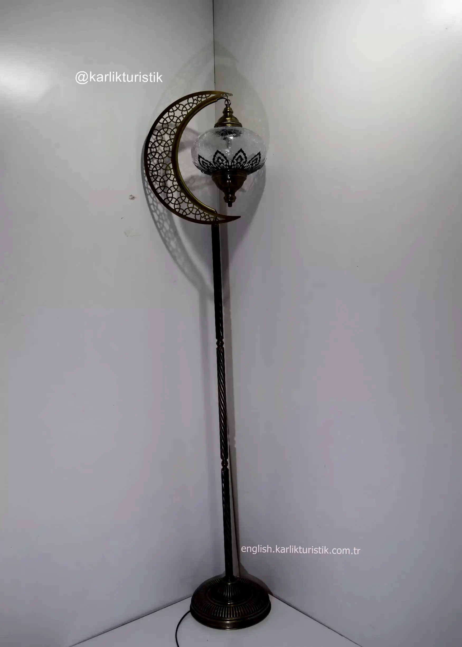 mozaik lambader tekli hilal büyük boy köşe lambası alem220