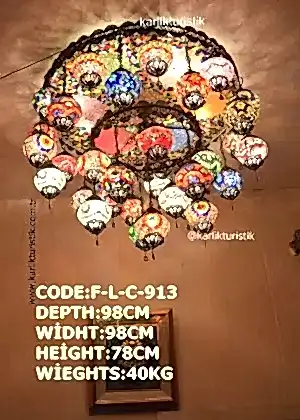 Renkli Gömme Montajlı Tavan Lambaları Büyük Avize Mozaik 33 küre, F-L-C-913