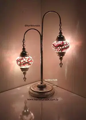 Mozaik masa lambası Çift Cam Gümüş Kaplama, Türk Abajur, Tiffany Lamba, Ayaklı Lamba El Yapımı Zemin Lambası Gümüş Renk
